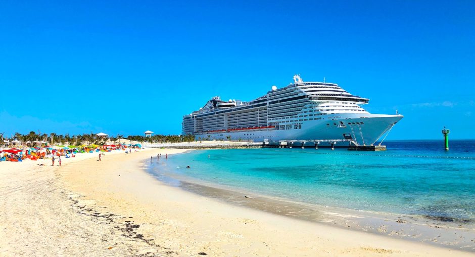 white cruise ship on sea