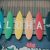 yellow blue and red shaped plastic decors